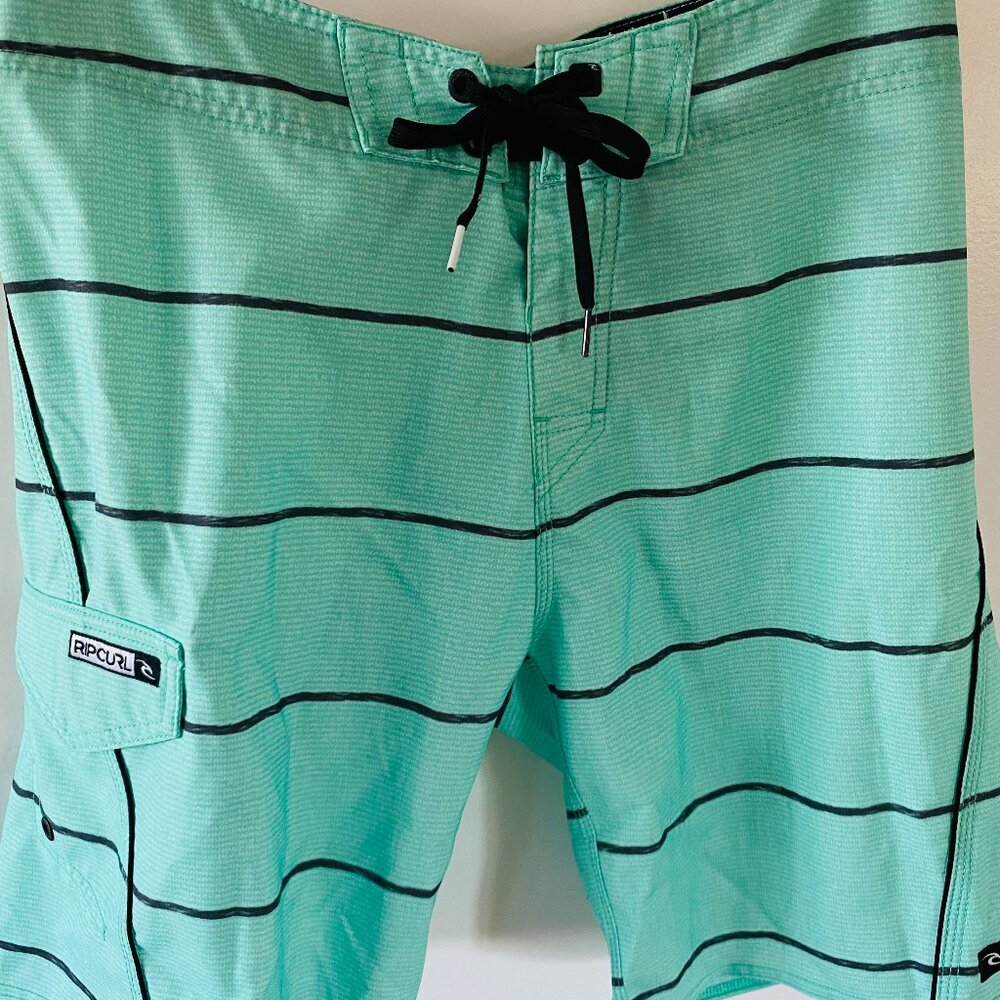 Rip Curl Mirage Board Shorts, Mint with Charcoal Stripes, Size 30